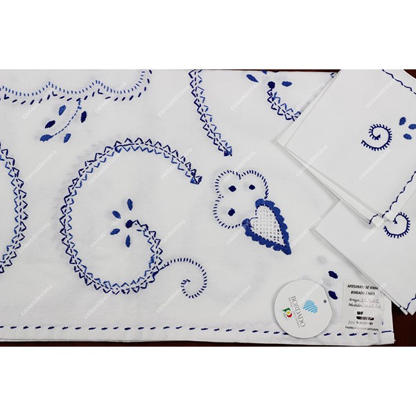 1,20x1,20-TABLECLOTH IN COTTON EMBROIDERED IN TWO ...