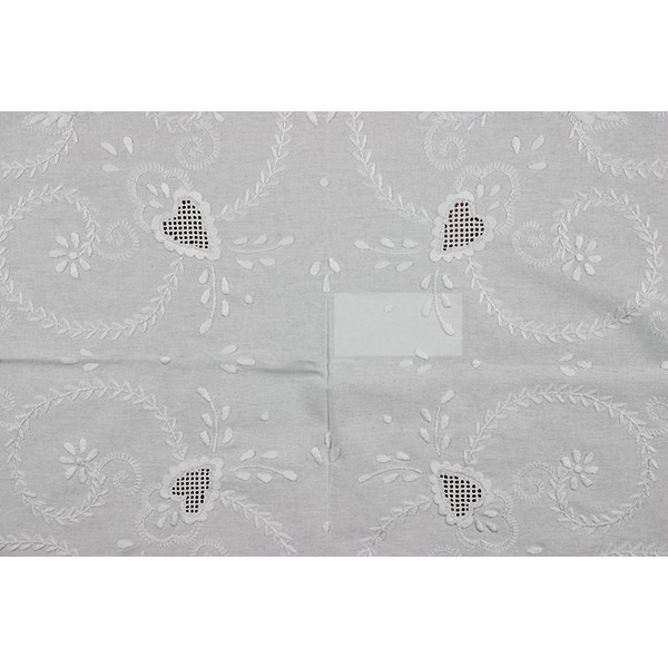 1,50 round-TABLECLOTH IN COTTON EMBROIDERED IN WHITE