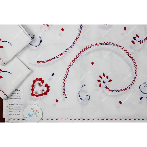 1,50x1,50-TABLECLOTH IN COTTON EMBROIDERED IN THRE...