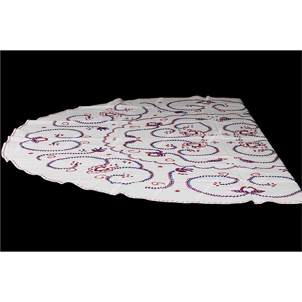1,50 round-TABLECLOTH IN COTTON EMBROIDERED IN BLU...