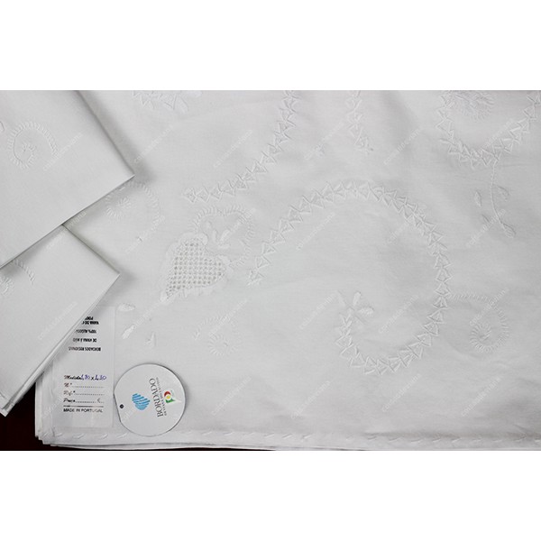 1,80x1,30-TABLECLOTH IN COTTON EMBROIDERED IN WHIT...