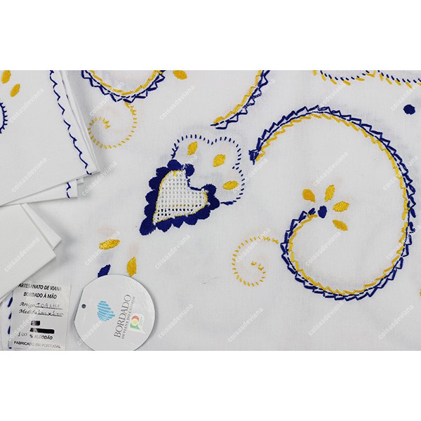 1,0x1,0-TABLECLOTH IN COTTON EMBROIDERED IN BLUE A...