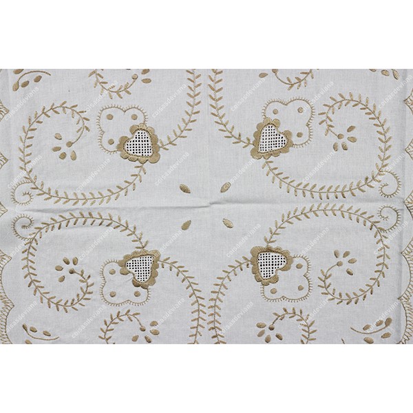 1,0x1,0-TABLECLOTH IN COTTON EMBROIDERED IN BEIGE