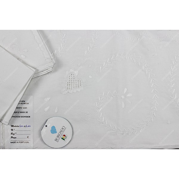 1,0x1,0-TABLECLOTH IN COTTON EMBROIDERED IN WHITE