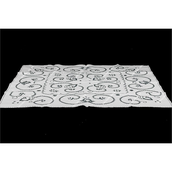 1,0x1,0-TABLECLOTH IN COTTON EMBROIDERED IN GREY