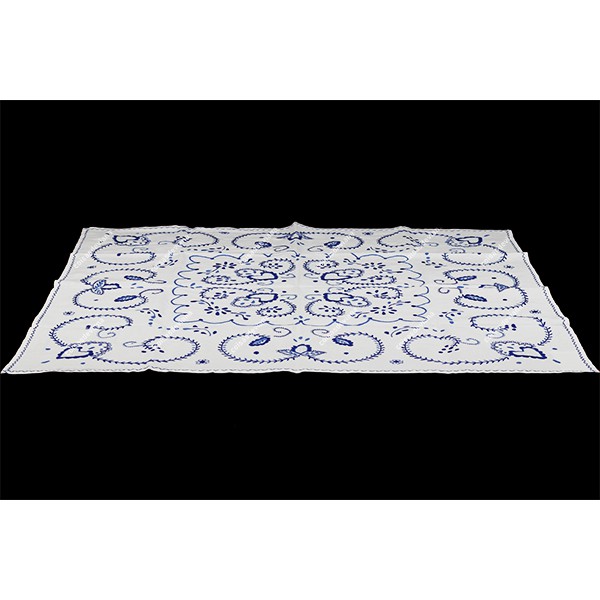 1,0x1,0-TABLECLOTH IN COTTON EMBROIDERED IN TWO BL...