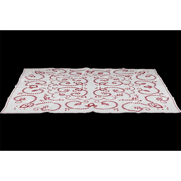 1,0x1,0-TABLECLOTH IN COTTON EMBROIDERED IN RED