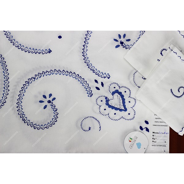 2,0x1,60-TABLECLOTH IN COTTON EMBROIDERED IN TWO B...