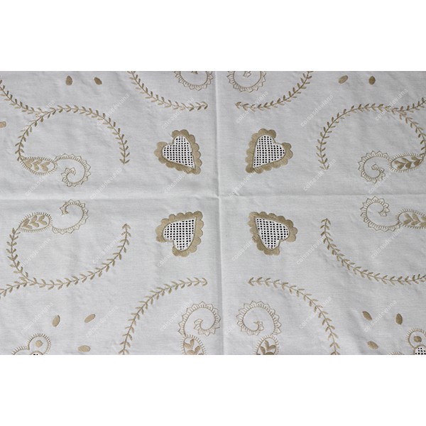 3,0x1,70-TABLECLOTH IN COTTON EMBROIDERED IN BEIGE