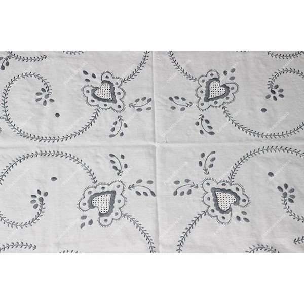 2,50x1,70-TABLECLOTH IN COTTON EMBROIDERED IN GREY