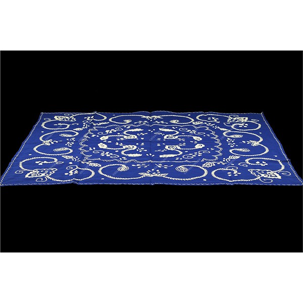 1,0x1,0-TABLECLOTH IN BLUE COTTON EMBROIDERED IN W...