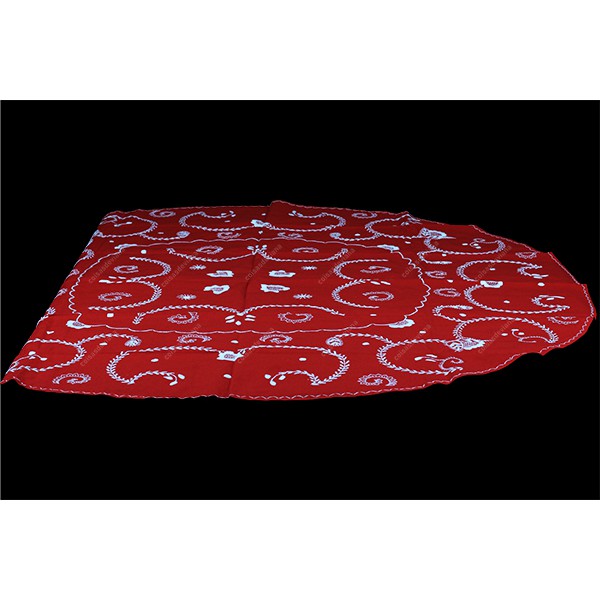 1,50 round-TABLECLOTH IN RED COTTON EMBROIDERED IN...