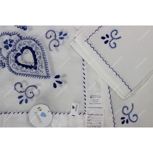 3,0x1,70-TABLECLOTH IN WHITE LINEN EMBROIDERED IN ...