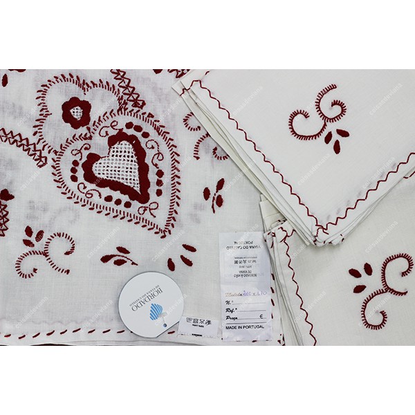 2,60x1,70-TABLECLOTH IN WHITE LINEN EMBROIDERED IN...