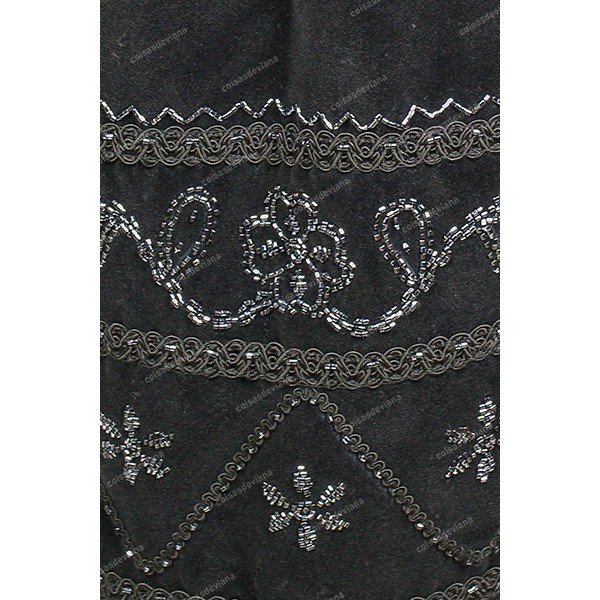 VELVET APRON WITH SIMPLE GLASS EMBROIDERY FOR MORDOMA COSTUME