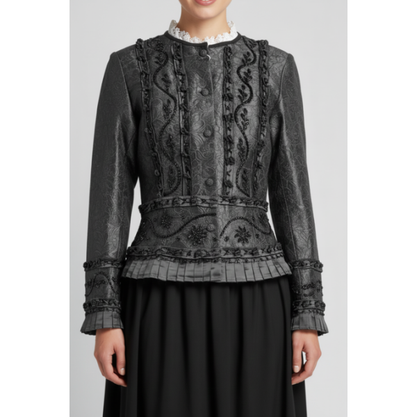 CASACA PRETA BORDADO RICO VIDRILHO TRAJE NOIVA