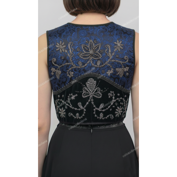 COLETE BORDADO RICO COM VIDRILHO TRAJE MORDOMA