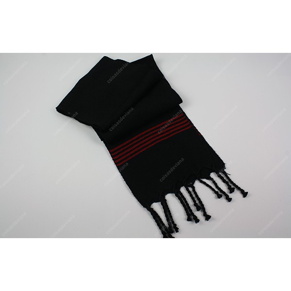 BLACK BAND WITH RED STRIPES AND SNAIL FRINGE
