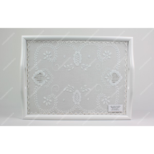 WOODEN TRAY FLAT WING VIANA EMBROIDERY