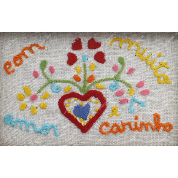 SMALL WOODEN TRAY EMBROIDERED LOVER'S HANDKERCHIEF