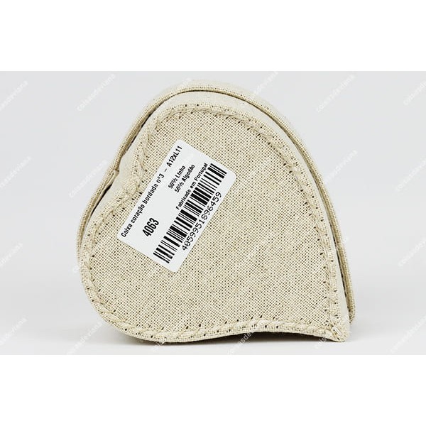 HEART BOX IN LINEN VIANA EMBROIDERY RED AND BLUE