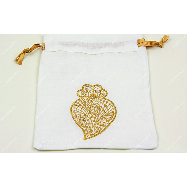 MINIATURE BAG IN LINEN HEART OF VIANA EMBROIDERED BY MACHINE