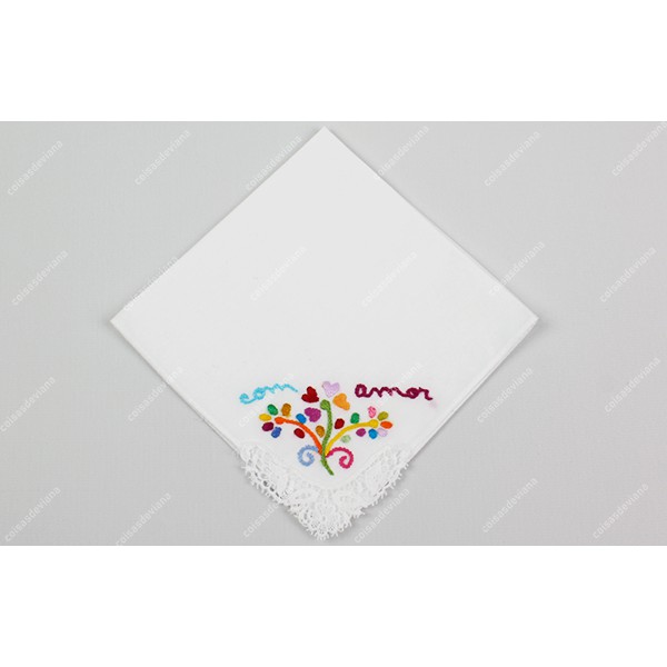 LOVE OR FRIENDSHIP HANDKERCHIEF IN COTTON FOR POCK...