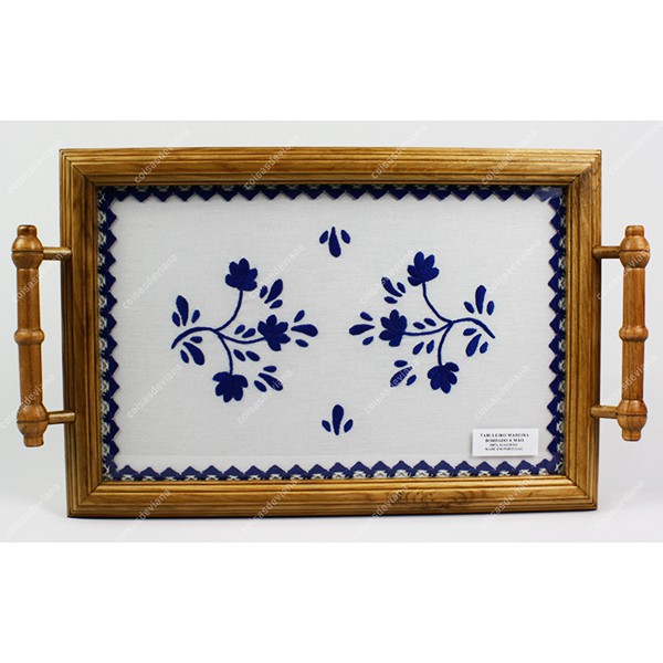 WOODEN TRAY TURNED WING EMBROIDERY VIANA'S CROCKER...