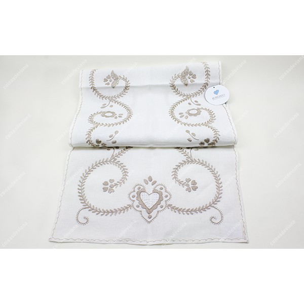 CENTERPIECE OR TABLE RUNNER IN LINEN WITH VIANA EMBROIDERY