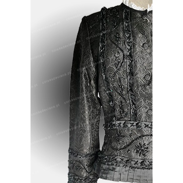 BLACK COAT WITH RICH EMBROIDERY BRIDAL COSTUME