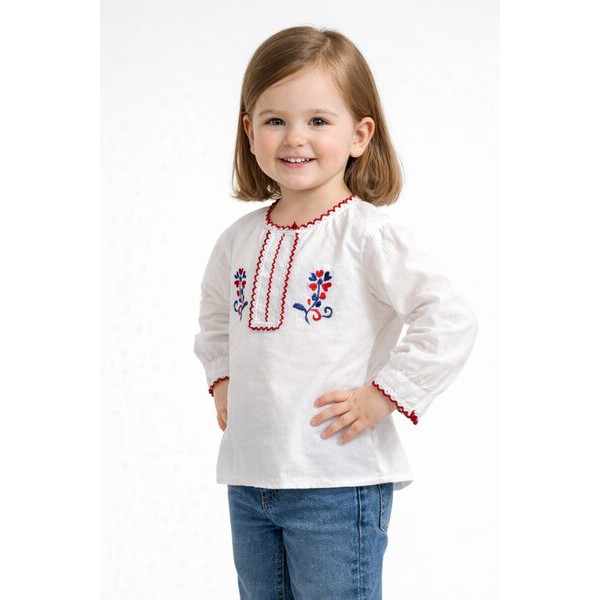 BLUSA MANGA COMPRIDA BORDADO VIANA E RENDA - MENIN...