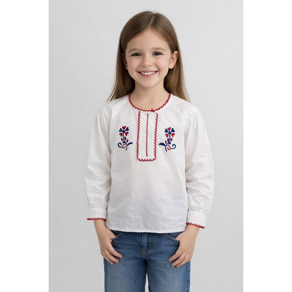 BLUSA MANGA COMPRIDA BORDADO VIANA E RENDA - MENINA