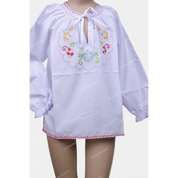 BLOUSE WITH VIANA EMBROIDERY WITH LACE AND LONG SL...