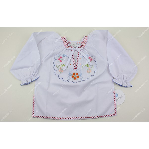 BLOUSE WITH VIANA EMBROIDERY WITH LACE AND LONG SLEEVE - GIRL