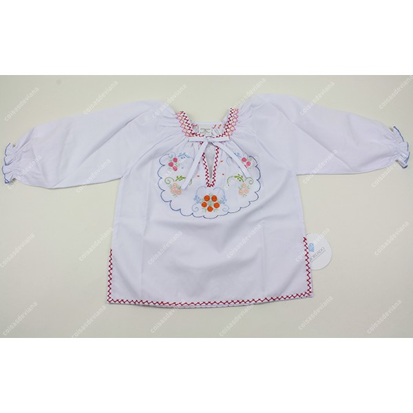 BLOUSE WITH VIANA EMBROIDERY WITH LACE AND LONG SLEEVE - GIRL