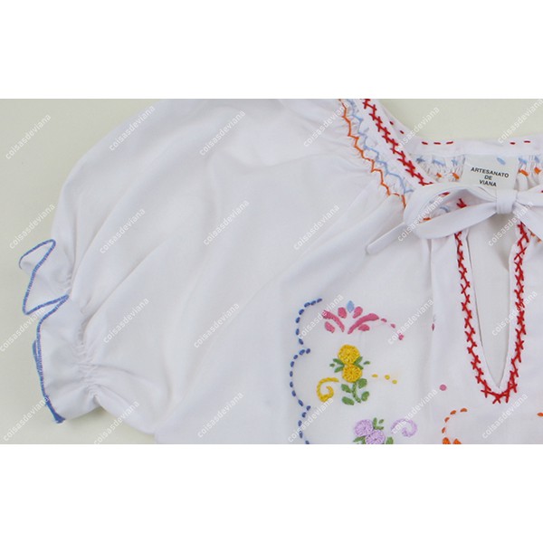 BLOUSE VIANA EMBROIDERED WITH LACE AND SHORT SLEEVE - GIRL