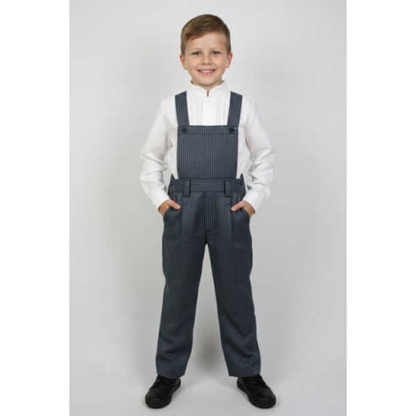 CALÇA TECIDO DE COTIM COM PEITILHO - CRIANÇA