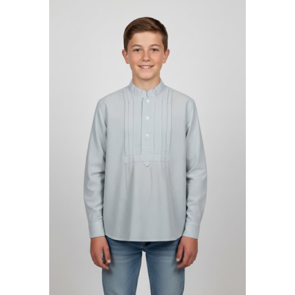 CAMISA ALGODÃO DE RISCADO COM PEITILHO - MENINO