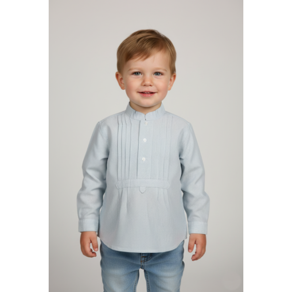 CAMISA ALGODÃO DE RISCADO COM PEITILHO - MENINO