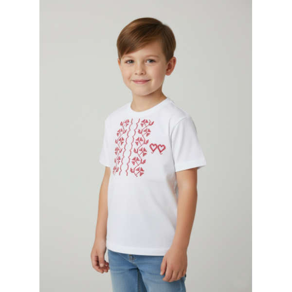 T-SHIRT CRIANÇA BORDADO PONTO CRUZ ESTAMPADO