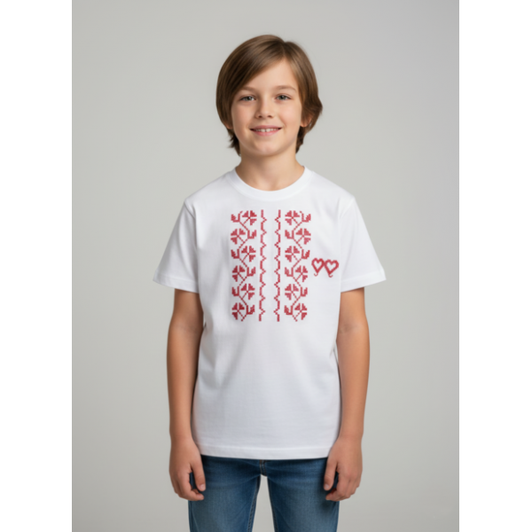 T-SHIRT CRIANÇA BORDADO PONTO CRUZ ESTAMPADO