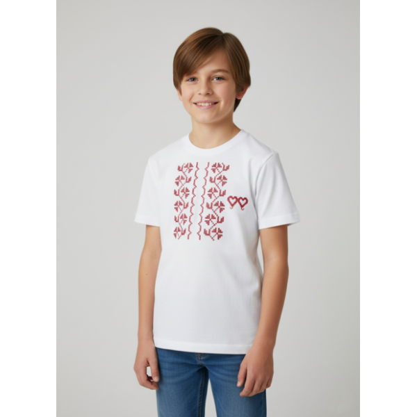 T-SHIRT CRIANÇA BORDADO PONTO CRUZ ESTAMPADO