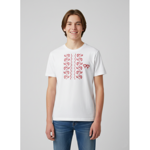 T-SHIRT CRIANÇA BORDADO PONTO CRUZ ESTAMPADO