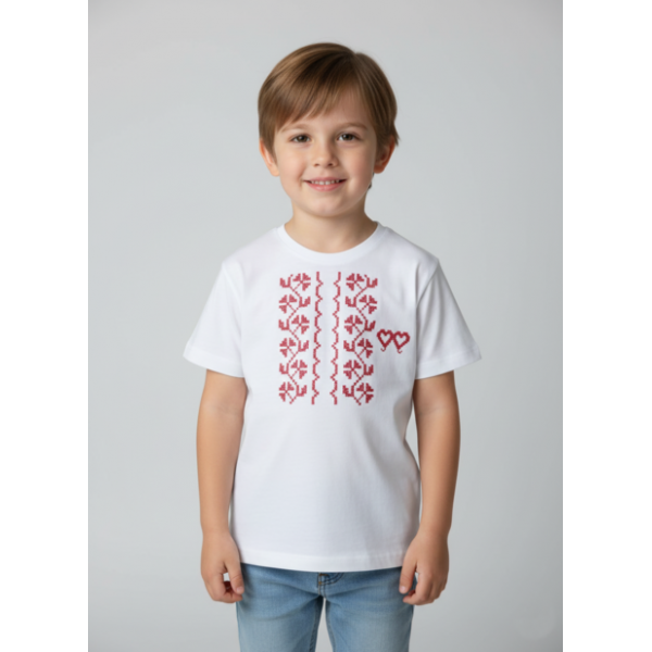 T-SHIRT CRIANÇA BORDADO PONTO CRUZ ESTAMPADO