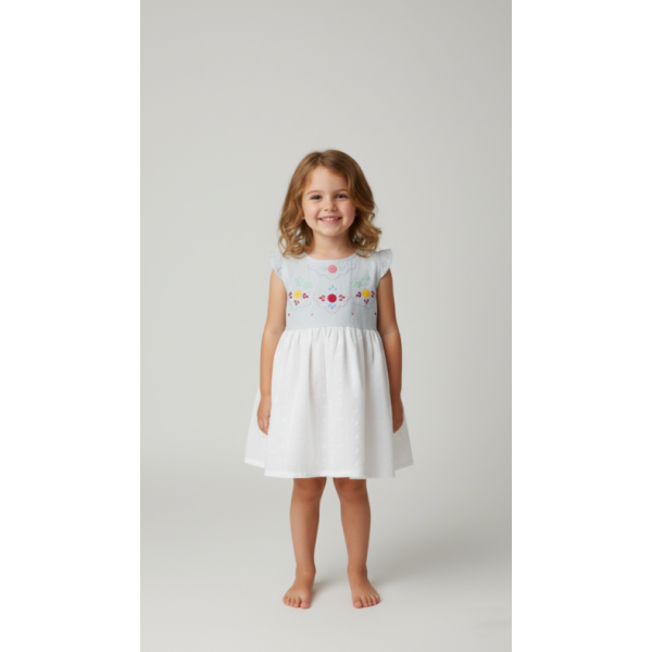 VESTIDO CRIANÇA BORDADO VIANA E BORDADO INGLES