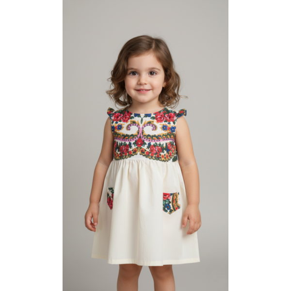 VESTIDO CRIANÇA COM LENÇO DE VIANA