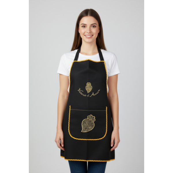 AVENTAL INTEIRO CORAÇÃO VIANA BORDADO A MAQUINA