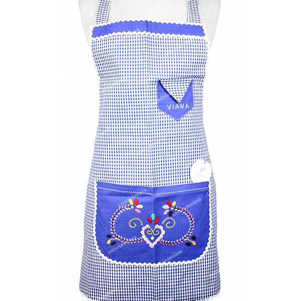 ENTIRE APRON CHESS FABRIC WITH VIANA EMBROIDERY