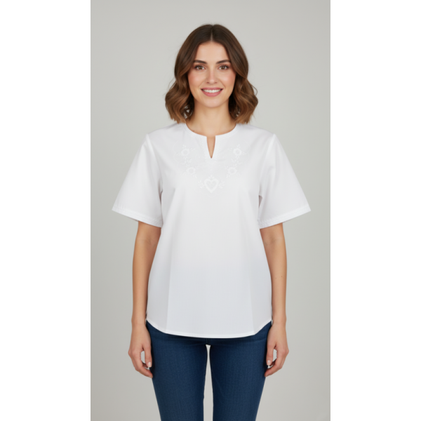 BLUSA SEM GOLA MANGA CURTA BORDADO VIANA MANUAL