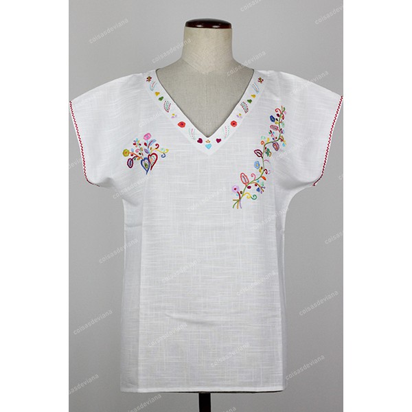 BLOUSE WITH VALENTINE HANDKERCHIEF EMBROIDERY
